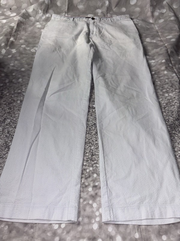 Men's sz 34 X 32 Izod Seersucker Pants Blue White Striped 100% Cotton  Pretty