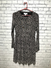 Popsugar, Women M, Black Leopard Mesh Stretch Long Sleeve Lined Pullover Dress