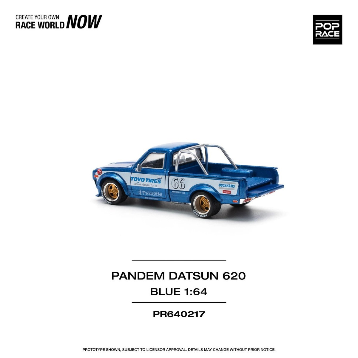 POPRACE PR64-217 Pandem Datsun 620 Blue 1/64 NEW POP RACE DIECAST