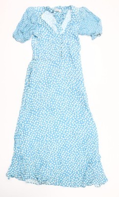 Gallery Damen blau Blumen Midi Fit & Flare Kleid Größe 8