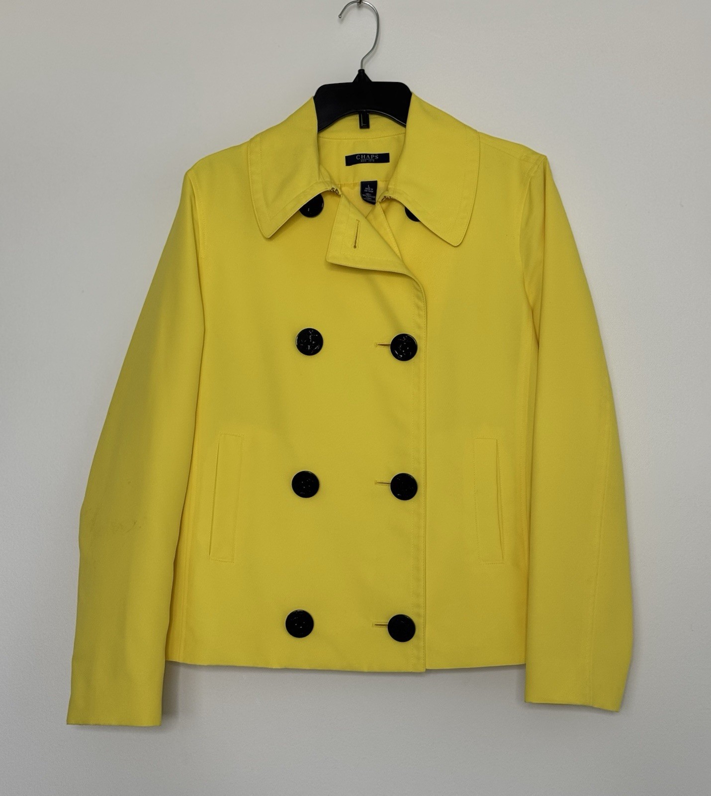 Large Chaps Yellow light Coat,Button-Down, Collar… - image 1