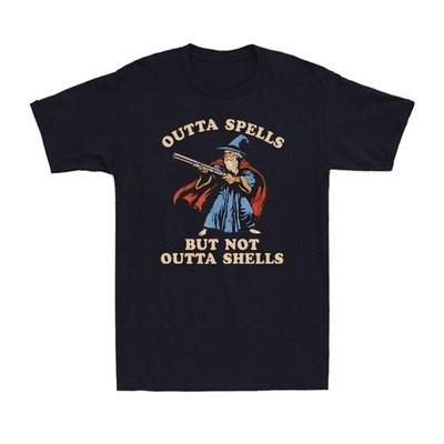 Outta Spells But Not Outta Shells Wizard Fantasy Meme Men's T-Shirt