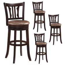 30  Bar Height Swivel Bar Stools Set of 4 w/Back  Faux Leather Seat