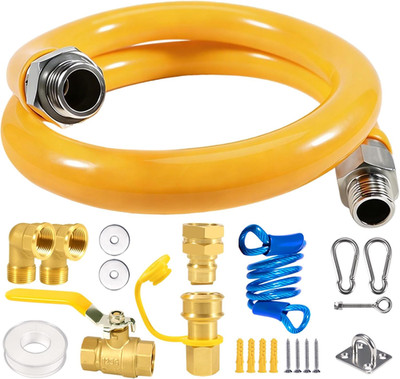 3/4'' × 48 Inch Commercial Gas Line Hose, 1675KIT48 Safety System Kit, Mobile Gas