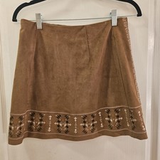 Abercrombie and Fitch Brown Embroidered Mini Skirt Size 4
