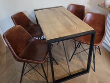 Dining Table Set Mango Wood Industrial Dining Office Table Leather Chairs