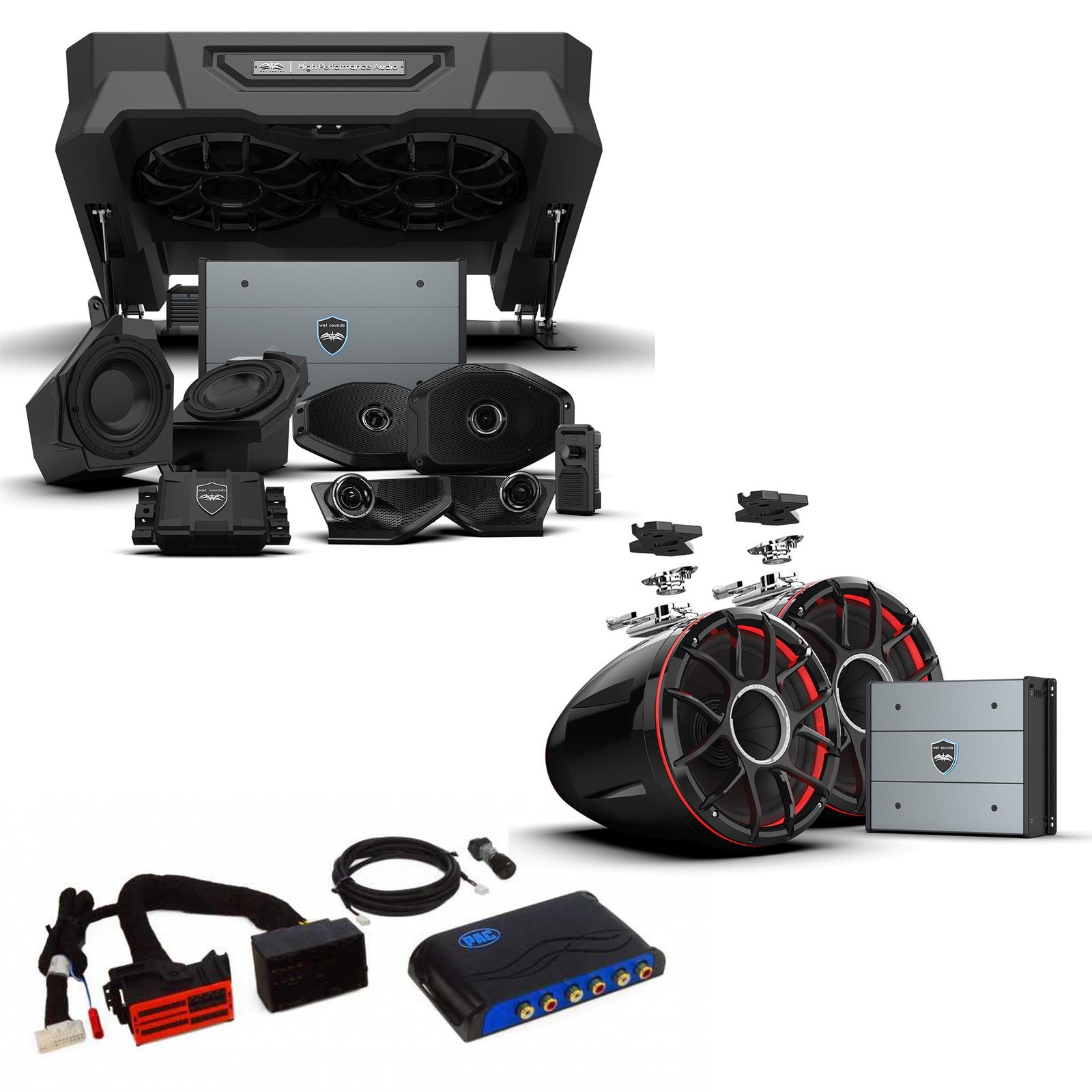 Wet Sounds JEEP-JL-LVL1-C - 1000 Watt 6 Speaker Audio Upgrad
