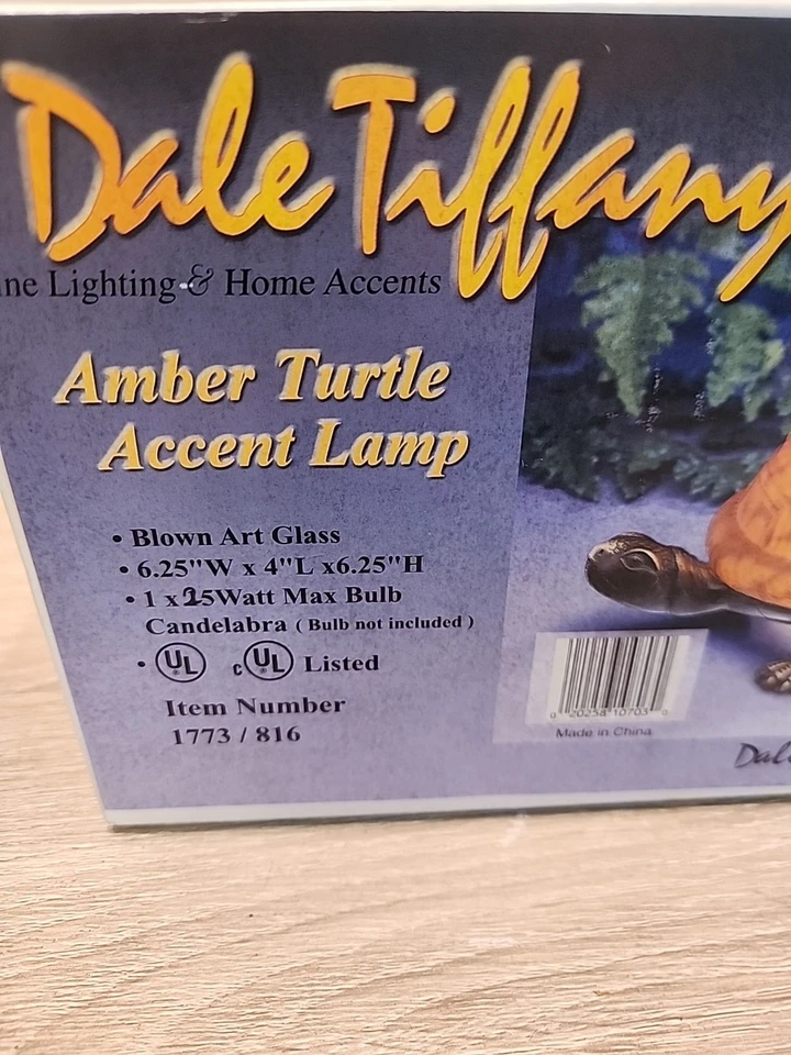 Nuevo en caja Lámpara de acento de tortuga ámbar Dale Tiffany ' - Artículo de vidrio artístico soplado # 1773/816 Foto 2 de 4