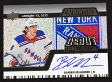 Braden Schneider 2022-23 Credentials Debut Ticket Access Rookie Auto Black 1/1