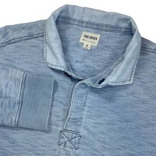 Todd Snyder Rugby Polo Mens M Blue Sun Wash Indigo Long Sleeve Preppy Luxury