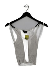 Topshop Damen T-Shirt UK 8 weiß 100% Polyamid ärmellos Rundhals Basic