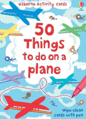50 Things to do on a plane | Wipe-clean cards with pen - Usborne Activity cards