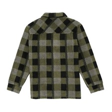 Quiksilver Youth Boy's Fleece Shirt Jacket Green Snap Up Flannel Size L 14/16