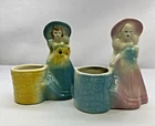 Vtg 2x Shawnee Pottery Ceramic Pink Southern Belle & Wishing Well Planter USA