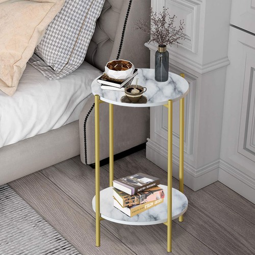 Real Marble Side End Table Golden Frame Nightstand Storage for Artworks Bonsai - Picture 77 of 123