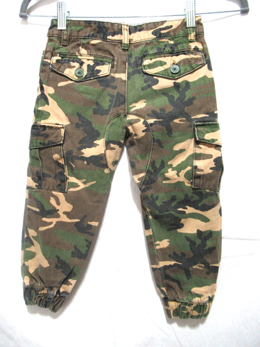 akademiks Toddler Size 4 Green Tan & Black Camouflage Denim Cargo Joggers EUC - Picture 5 of 7