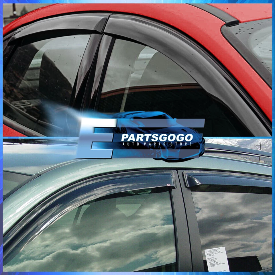 For 06-08 Honda Fit GD 4DR JDM Tape On Sun Rain Window Visor Guard Deflector Set Foto 2 de 4