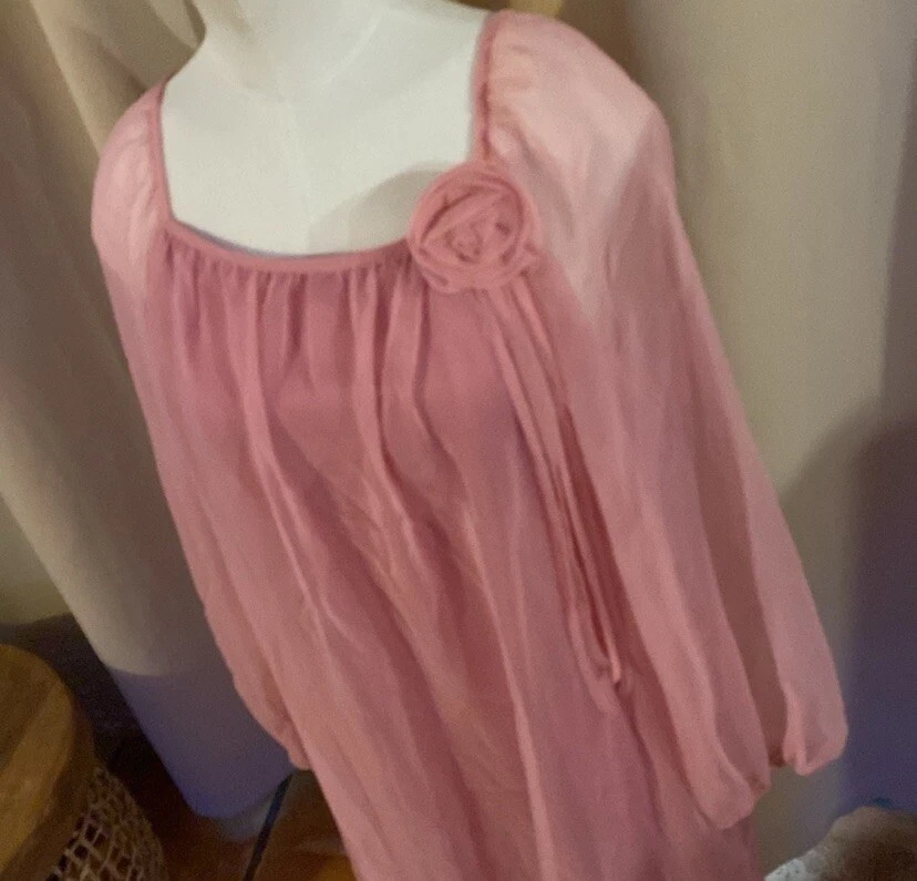 Vestido largo rosa medio vintage de moda Hino Honolulu Hawaii M vestido hawaiano Z56 Foto 2 de 4