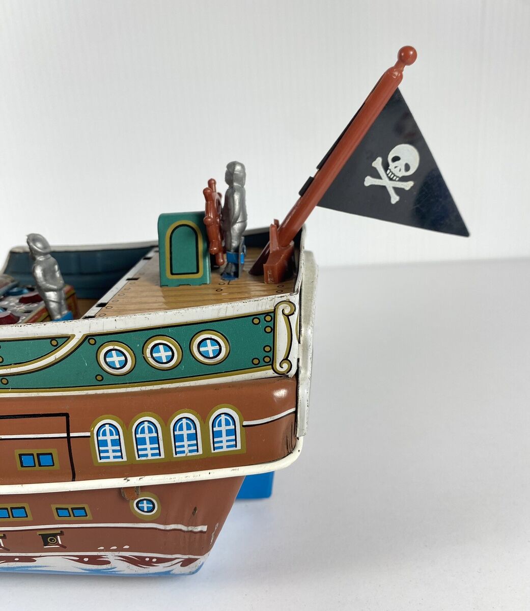 Vintage Modern Toys Japan Tin Pirate Ship Toy Battery Vintage Modern Toys Japan Tin Pirate Ship Toy Battery