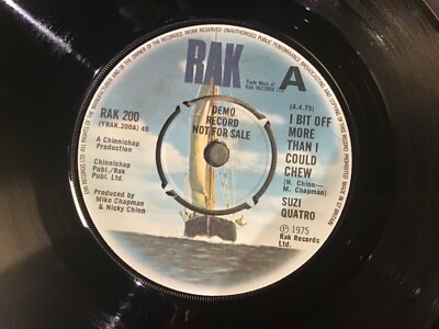 SUZI QUATRO . I BIT OFF MORE THAN I COULD CHEW . DEMO  7'' vinyl  1975 GLAM ROCK