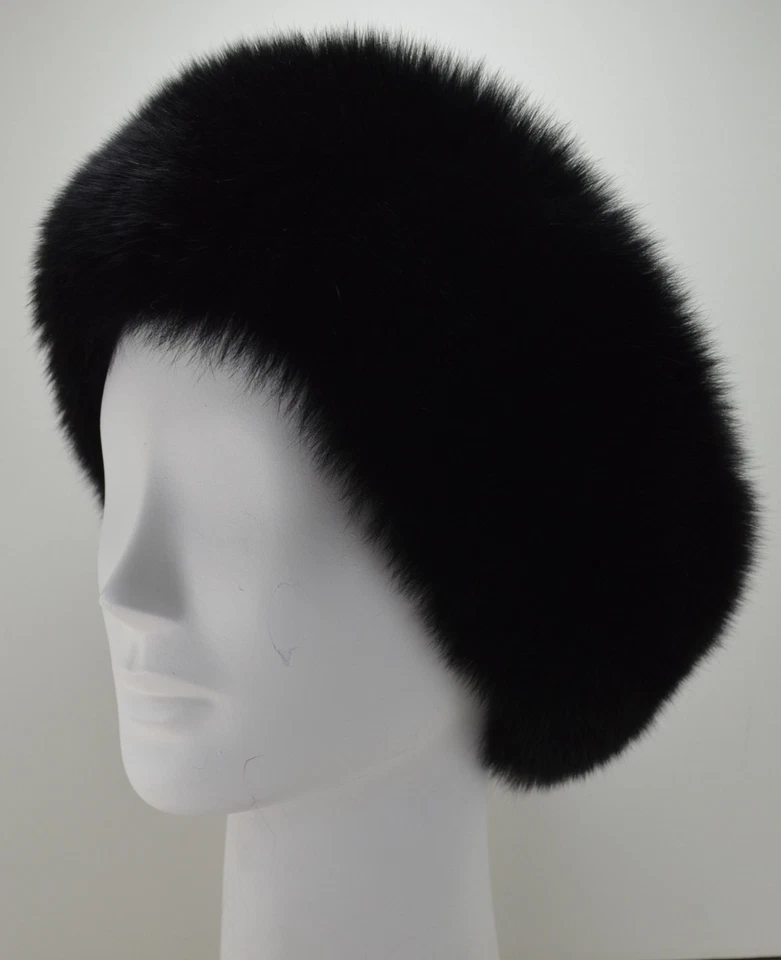 Diadema de piel de zorro negro real nueva fabricada en Estados Unidos Foto 2 de 4