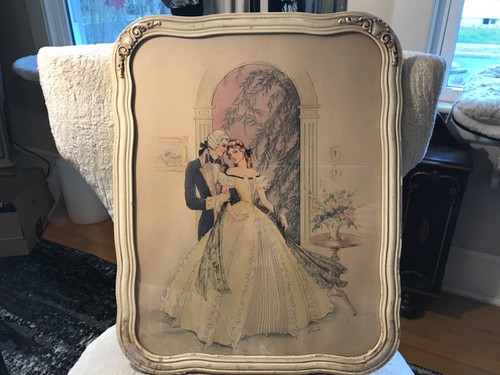 VINTAGE CORRE PRINT THE FLIRTATION LARGE PRINT FRAMED 15x19 - Picture 2 of 5