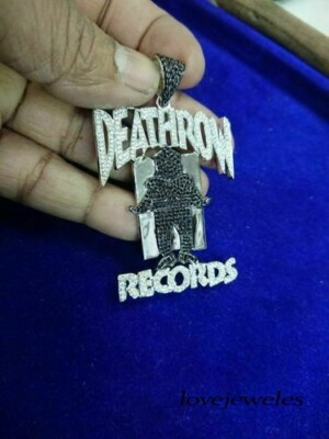 Men's Hip Hop Death Row Pendant 14K White Gold Finish Lab-Created