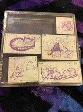LOT OF 5 CAT STAMPS WOOD RUBBER STAMPS KITTENS, HUGGING, Balloon Etc