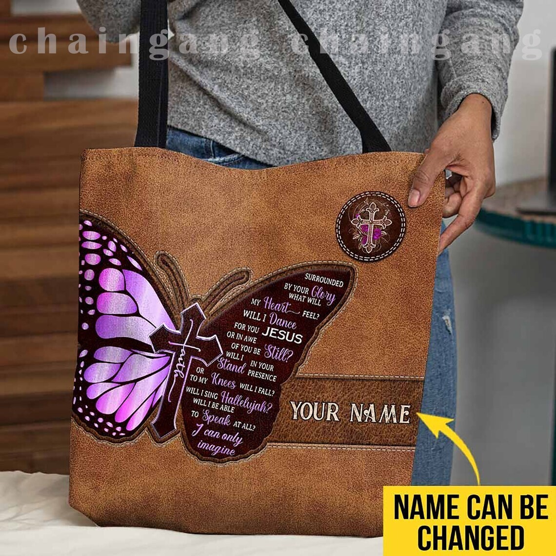 Personalized Jesus Tote Bag, Vintage Jesus Cross Faith God Religious Christian