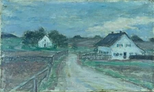 Antique Painting Impressionist 19 Th Landscape View Farm Signed Exhibition Hst