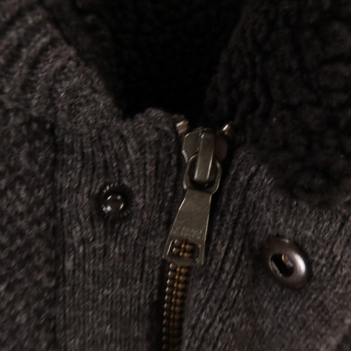 Banana Republic Weste Herren L grau Wolle Waffelstrick Full Zip Taschen Sherpa gefüttert - Bild 4 von 11