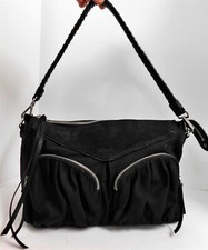 MZ Wallace Thompson Black Nylon Leather Hobo ...