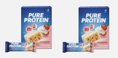 Pure Protein Bars, Strawberry Greek Yogurt, 20g Protein,Gluten Free,1.76 oz,8 Ct