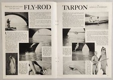 1933 Magazine Pictures Fishing for Full Sized Tarpon with Light Tackle Fly Rods