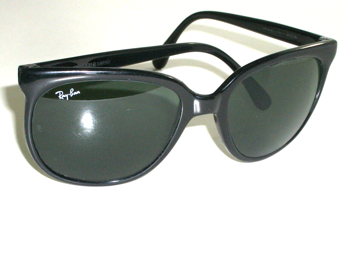 1980's VINTAGE BAUSCH & LOMB RAY-BAN GLOSSY BLACK G15 CATS 1000