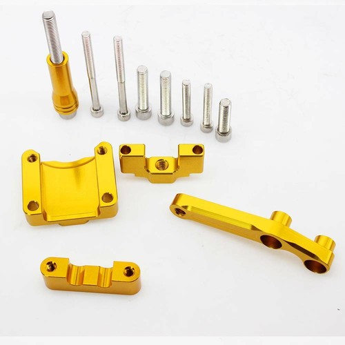 For EX300 NINJA300 Ninja 250 13-16 FXCNC Steering Damper Mount Bracket Kit Gold - Picture 2 of 7
