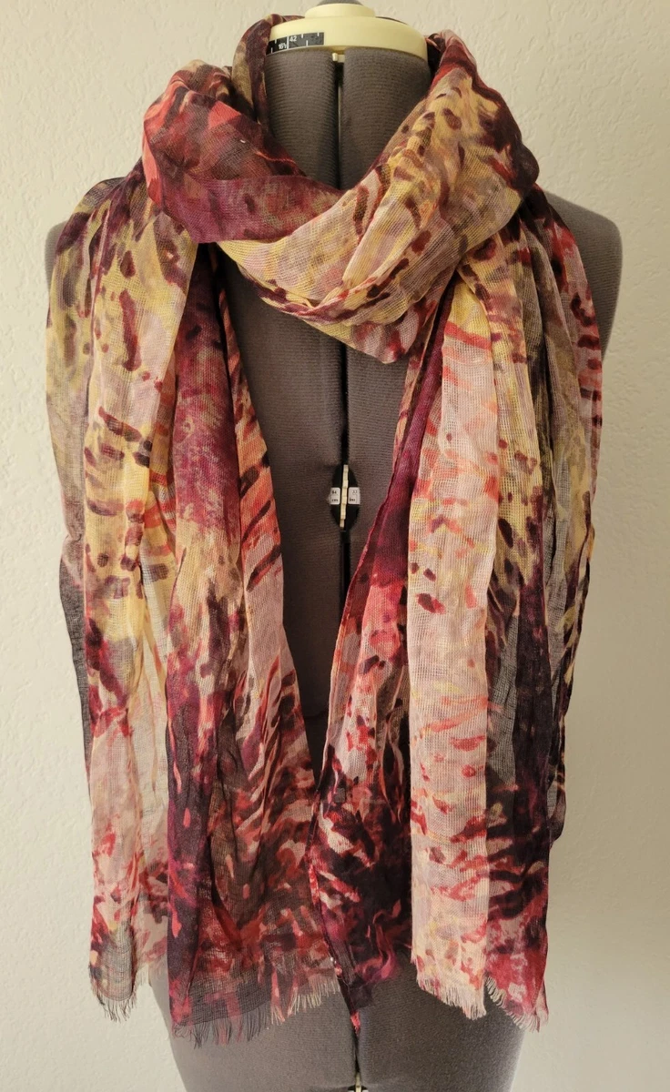 Vintage Nice Maroon Wine Fall Autumn Scarf shawl Silk Poly Floral abstract  76u0026#034; | eBay