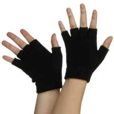 New Black Acrylic spandex Finger less Gloves Punk GOTH WARMER  USA SELLER