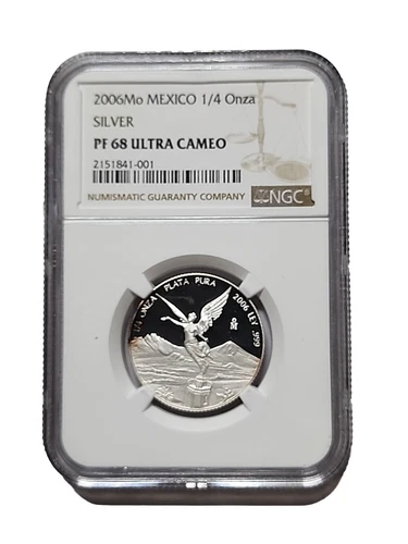 2006 Mexico 1/4 oz .999 Silver Libertad PROOF - In Original Capsule NGC PF68
