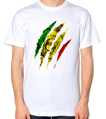Löwe T-Shirt Scratch Rasta Reggae Rastafarian Top