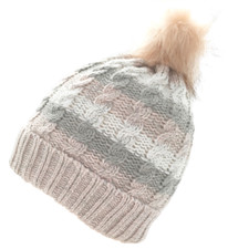 Ladies Beanie Hat Winter Warm Soft Knit Turn Up Hat Design Pattern POMPOM