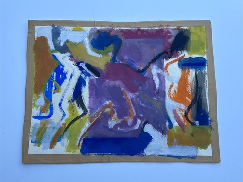 ABSTRACT PAINTING EXPRESSIONIST MID CENTURY MODERN MODERNISM MYSTERY 1960'S - Picture 3 of 9