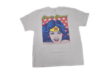 DC Comics Hombres Mujer Maravilla Diseño Retro Camisa Blanca Nueva L, XL