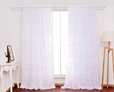 Voile Cortina Dormitorio Salón Ola Trabilla Blanco Liso 1er