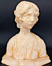 BUSTE FEMME ALBÂTRE SCULPTURE PORTRAIT vers 1900, ''Mignon'', buste Art Nouveau