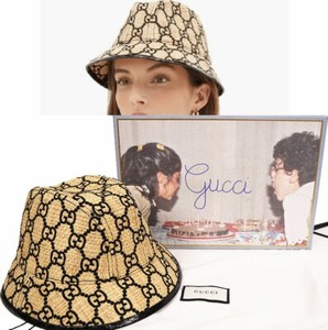NWT GUCCI Raffia Hat Beige Web Soft Sz S 100% Authentic Web Stripe woven sun hat in beige - Gucci | Mytheresa main image 2