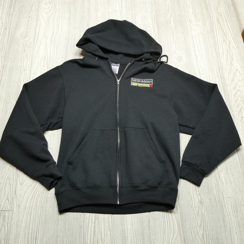 Jerzees Hoodie Erwachsene Medium hebräisches Wort Neshamah durchgehender Reißverschluss schwarz jüdisch Herren