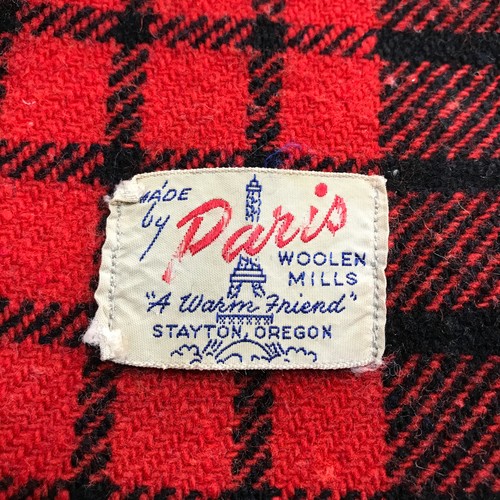 Vintage Paris Wollmühlen Stayton Oregon rot kariert Wolle Fransenüberwurfdecke 51X56 - Bild 4 von 6