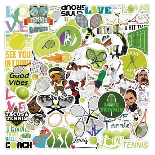 TENNIS Vinyl Stickers [B] SPORT Girls Boys Ball Racket Net Love ...