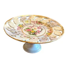 Vtg Royal Halsey Pedestal Lusterware Cake Stand by Lipper & Mann Japan 1949